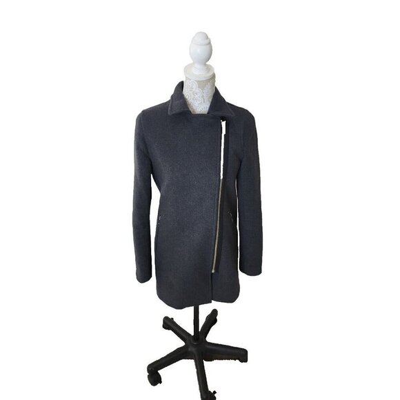 Aritzia Wilfred Free Coat Charcoal Gray Wool Cashmere Moto Fei Women's Small - Picture 2 of 11